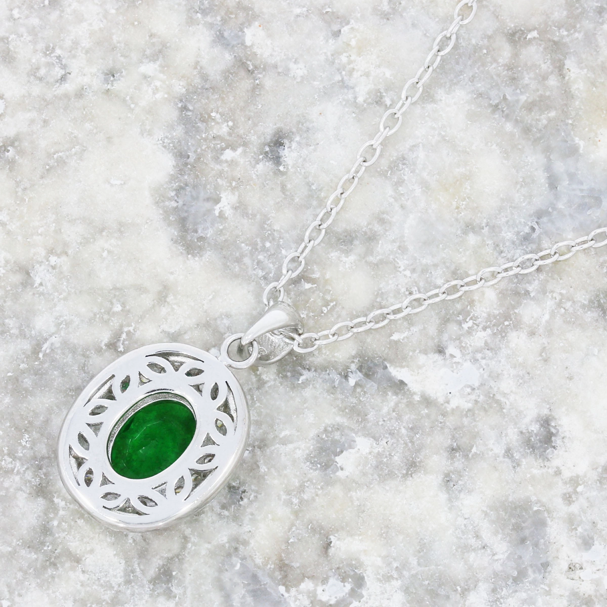 Sterling Silver Cubic Zirconia Pendant and Chain GVL019
