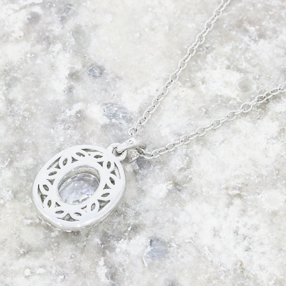 Sterling Silver Cubic Zirconia Pendant and Chain GVL020