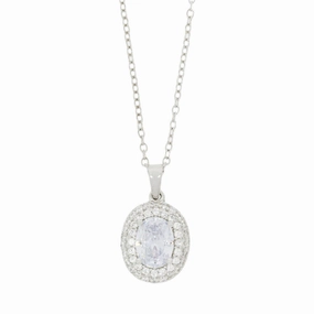 Sterling Silver Cubic Zirconia Pendant and Chain GVL020