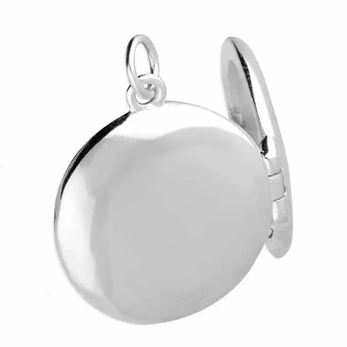 Sterling Silver Cubic Zirconia Round Locket and Chain