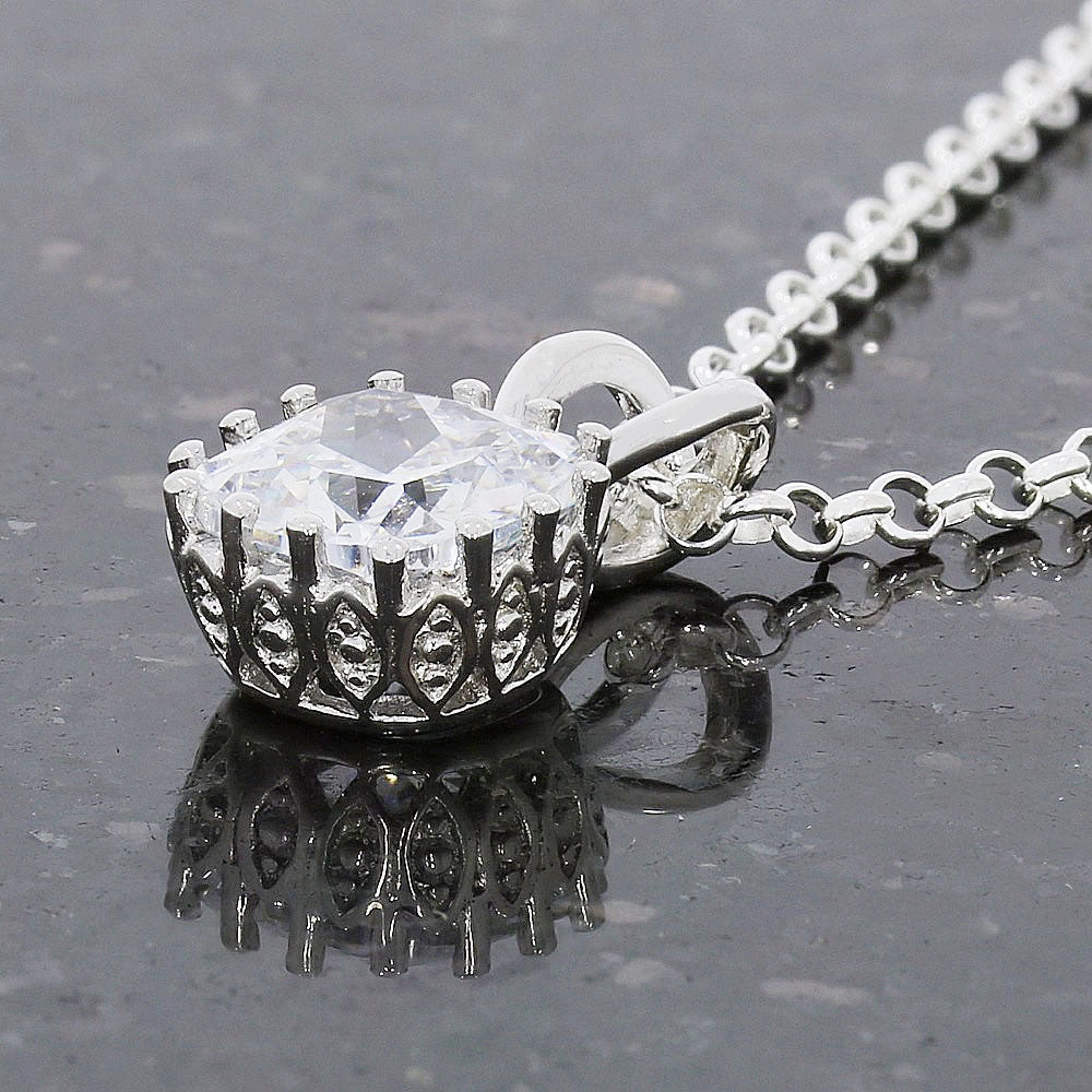 Sterling Silver Cubic Zirconia Square Pendant & Chain