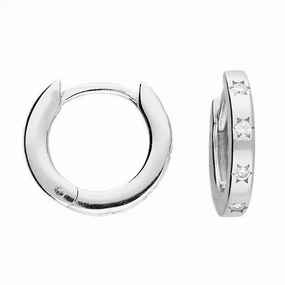 Sterling Silver Cubic Zirconia Star Huggie Earrings