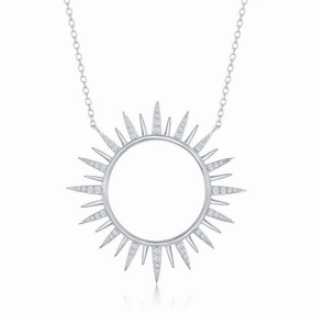 Sterling Silver Cubic Zirconia Sun Necklace