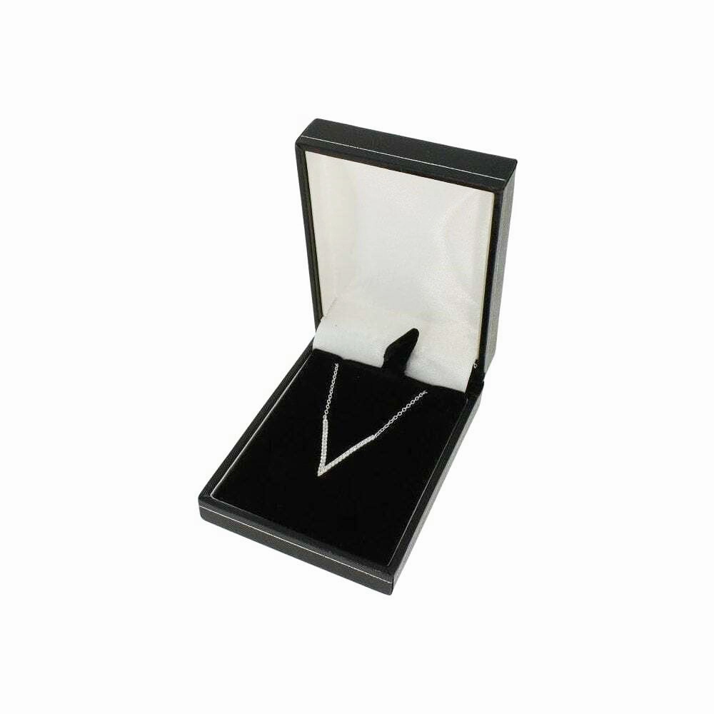 Sterling Silver Cubic Zirconia V Ladies Necklace