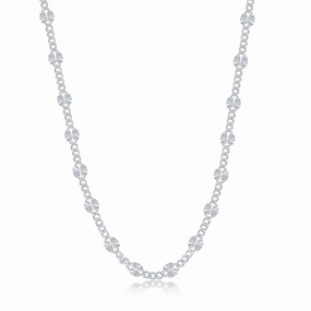 Sterling Silver Curb and Diamond-Cut Disc Chain, 20"