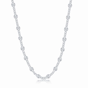 Sterling Silver Curb and Diamond-Cut Disc Chain, 24"