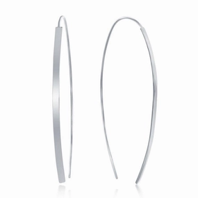 Sterling Silver Curved Thin Bar Threader Earrings