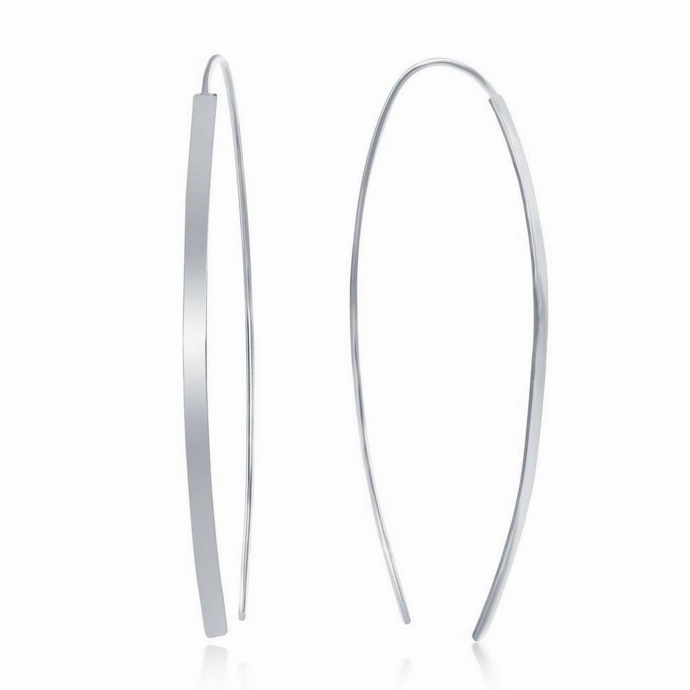 Sterling Silver Curved Thin Bar Threader Earrings