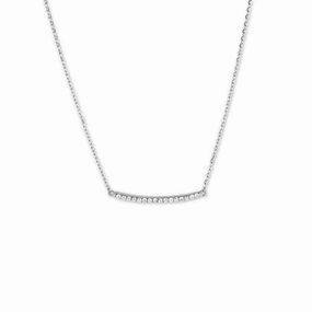 Sterling Silver CZ Curved Bar Necklace