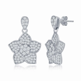 Sterling Silver CZ Daffodil Earrings