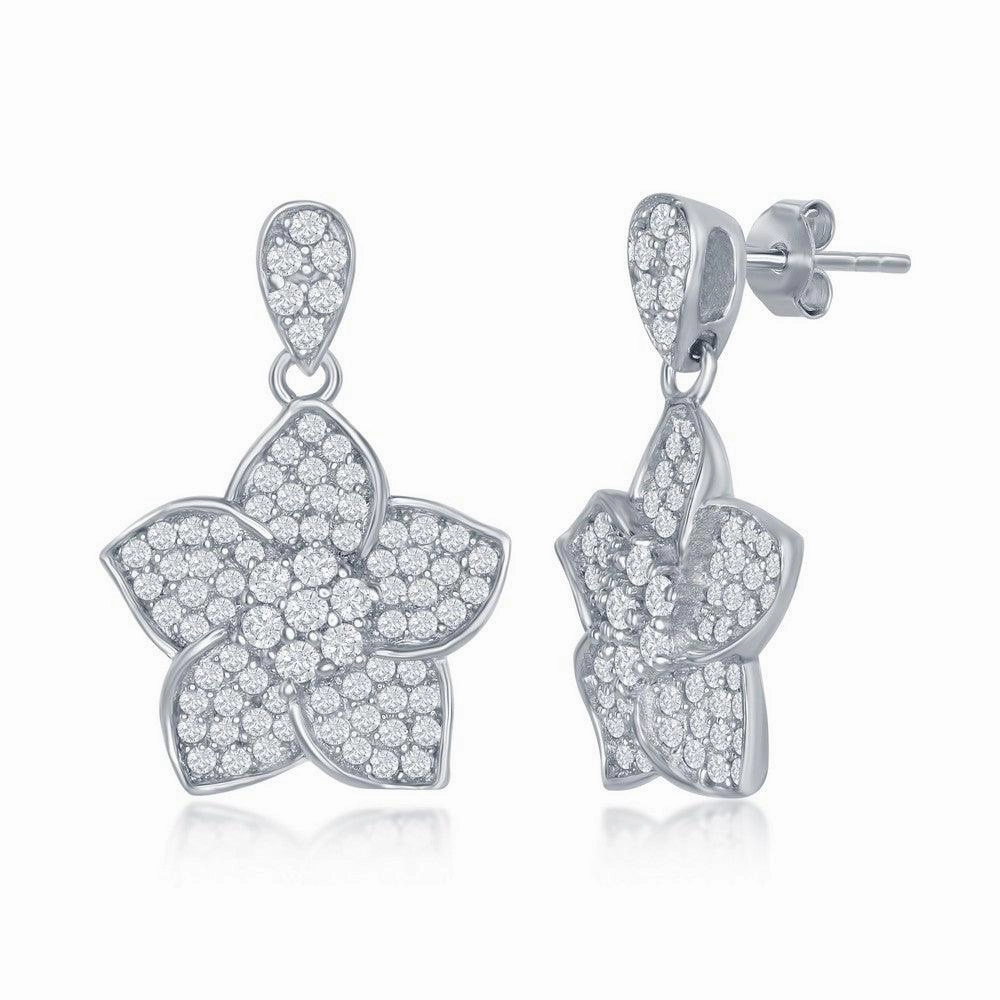 Sterling Silver CZ Daffodil Earrings