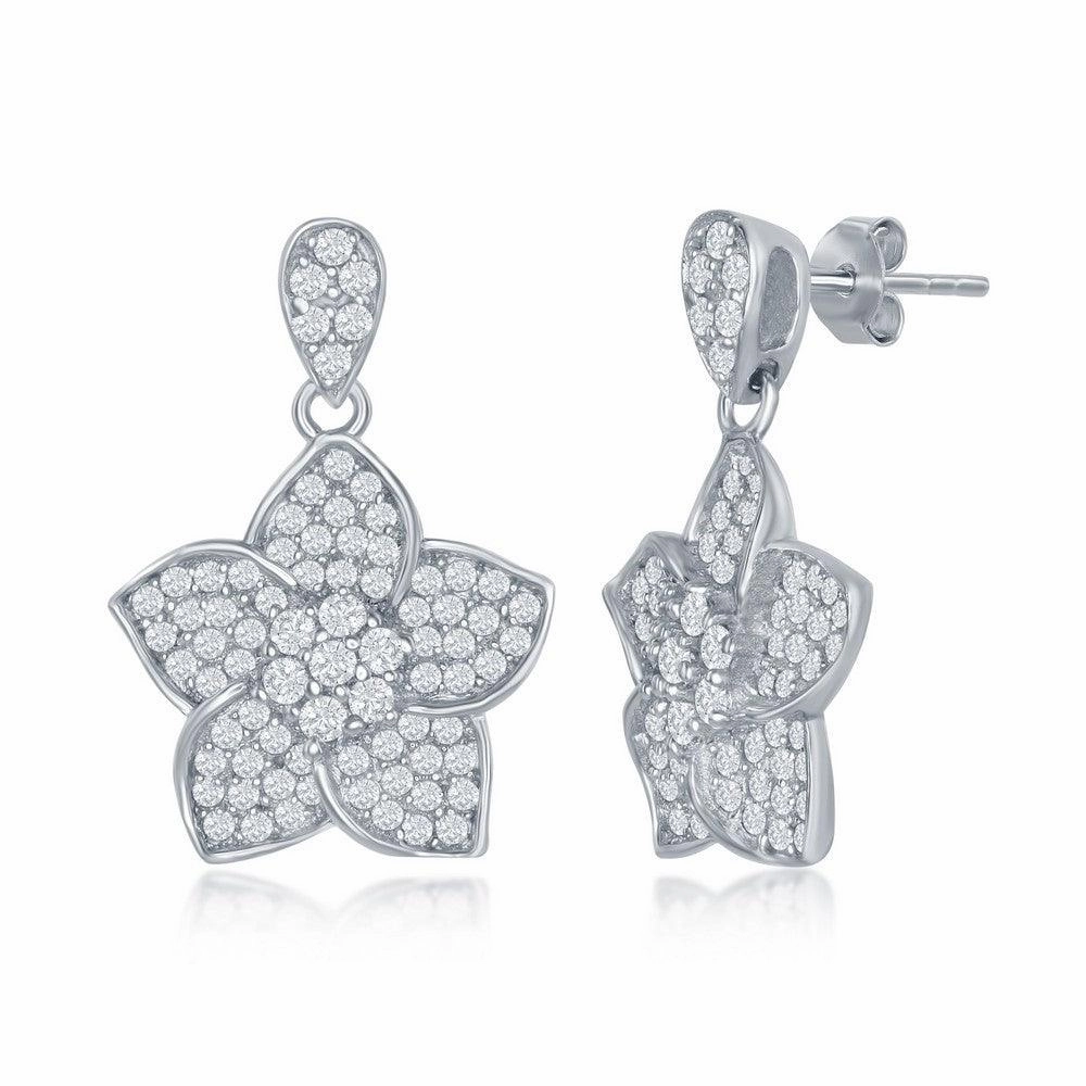 Sterling Silver CZ Daffodil Earrings