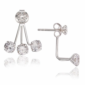 Sterling Silver CZ Front and 5mm Back Earrings