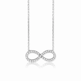 Sterling Silver CZ Infinity Design Necklace