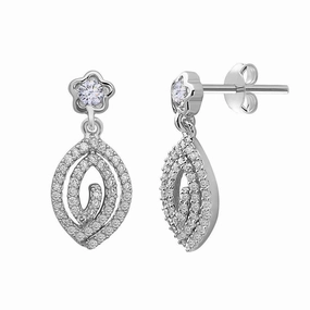 Sterling Silver CZ Marquise Earrings