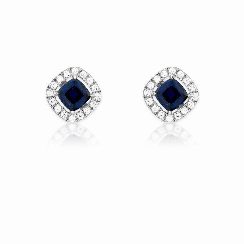 Sterling Silver CZ Micro Pave Square Stud Earrings