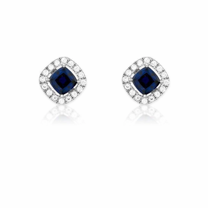 Sterling Silver CZ Micro Pave Square Stud Earrings