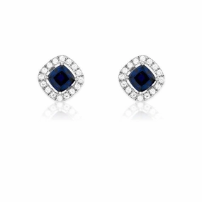 Sterling Silver CZ Micro Pave Square Stud Earrings