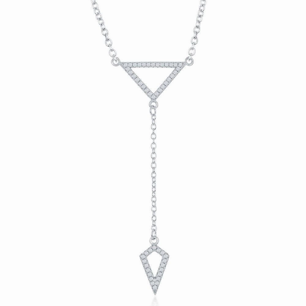 Sterling Silver CZ Open Triangle with Y Design Necklace
