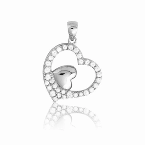 Sterling Silver CZ Outline Heart Pendant