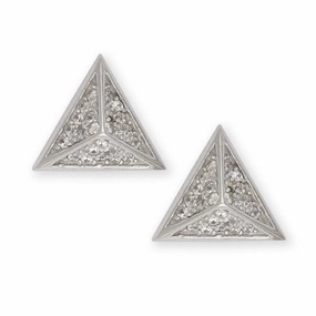 Sterling Silver CZ Pyramid Stud Earrings