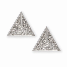 Sterling Silver CZ Pyramid Stud Earrings