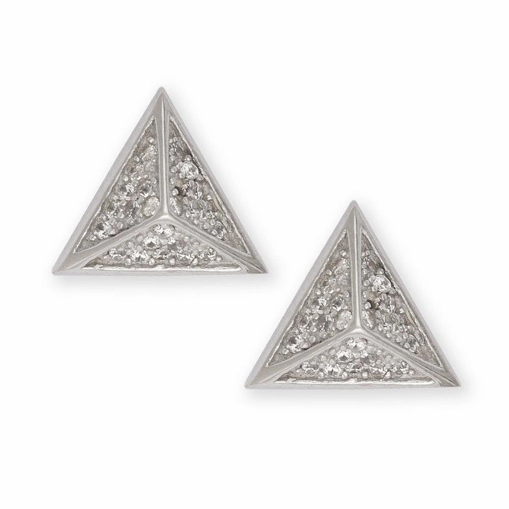 Sterling Silver CZ Pyramid Stud Earrings