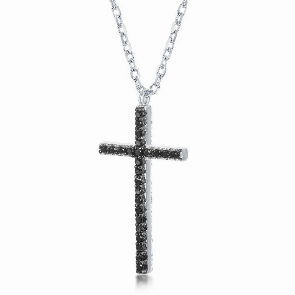 Sterling Silver CZ Reversible Cross Necklace