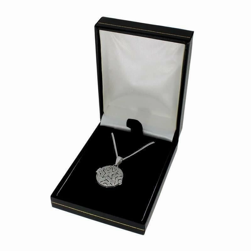 Sterling Silver CZ Star Pattern Ladies Locket and Chain R8665/C