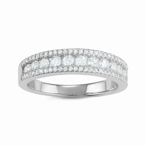Sterling Silver CZ Triple Row Ring - W-1614