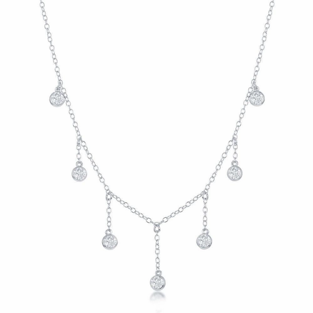 Sterling Silver Dangling Bezel-Set Cubic Zirconia's Necklace