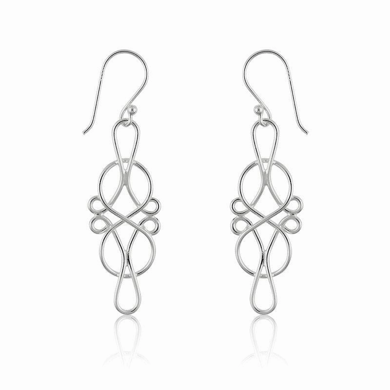 Sterling Silver Designed Infinity Earrings