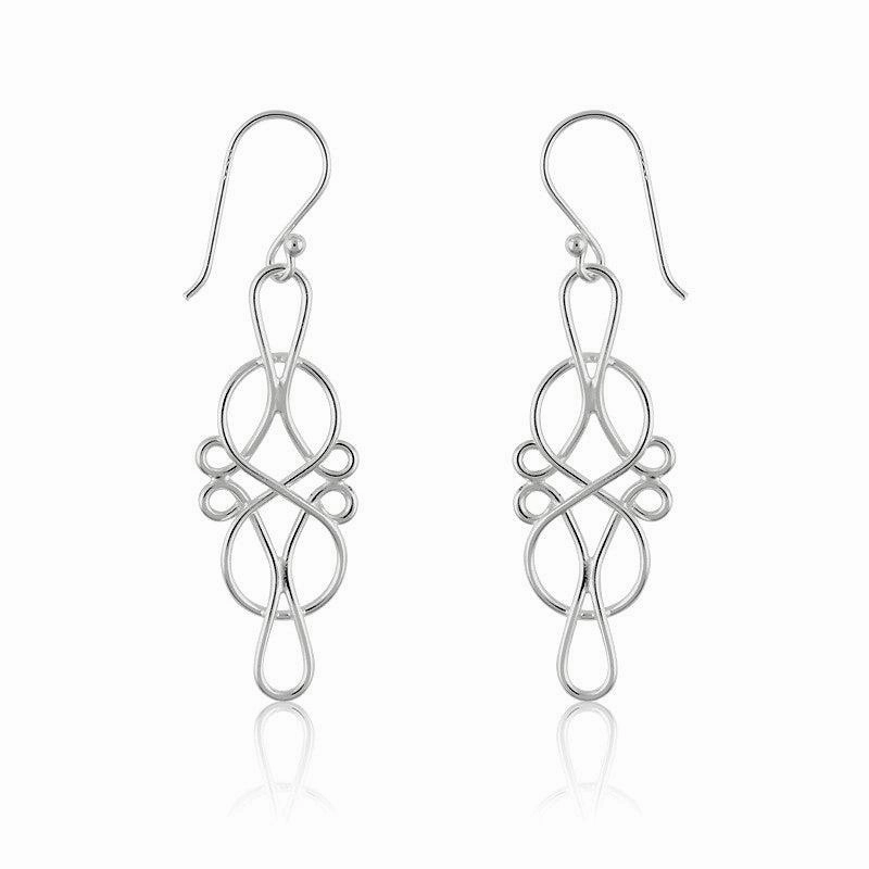 Sterling Silver Designed Infinity Earrings