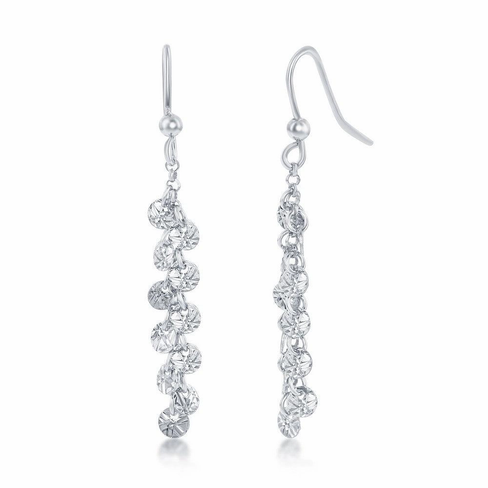 Sterling Silver Diamond-Cut Dangling Discs Earrings