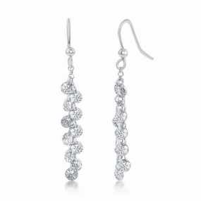 Sterling Silver Diamond-Cut Dangling Discs Earrings