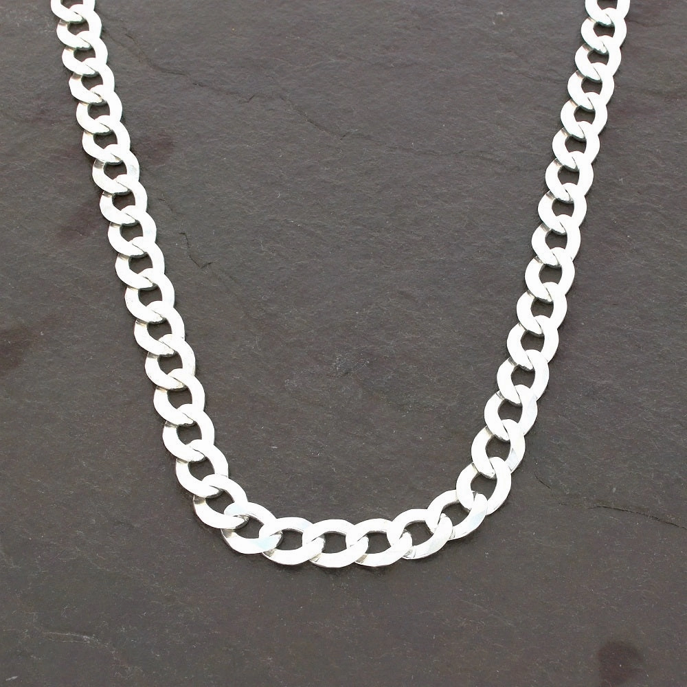 Sterling Silver Diamond Cut Flat Mens Solid Curb Chain Necklace 20"