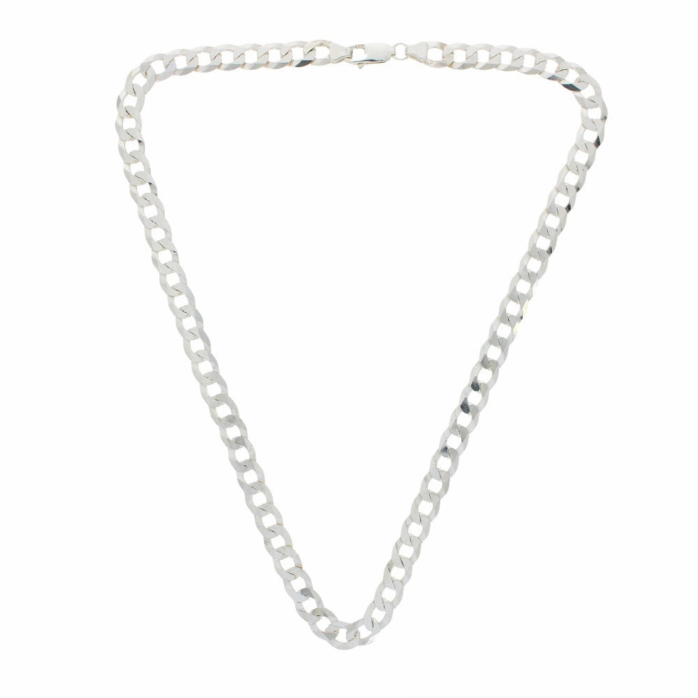 Sterling Silver Diamond Cut Flat Mens Solid Curb Chain Necklace 20"
