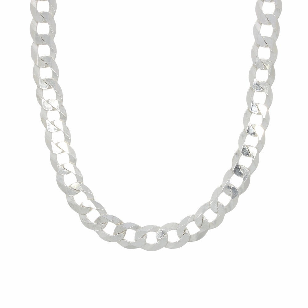 Sterling Silver Diamond Cut Flat Mens Solid Curb Chain Necklace 20"
