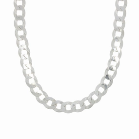 Sterling Silver Diamond Cut Flat Mens Solid Curb Chain Necklace 20"