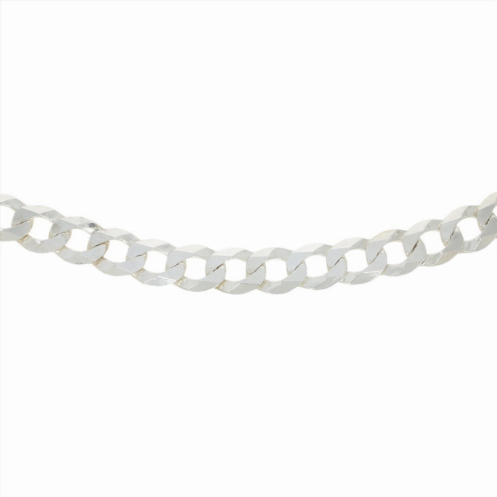Sterling Silver Diamond Cut Flat Mens Solid Curb Chain Necklace 20"