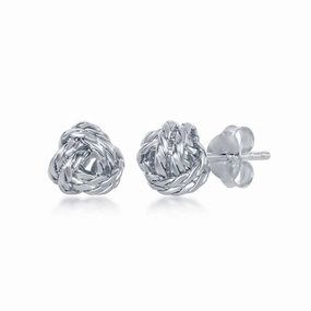 Sterling Silver Diamond-Cut Love Knot Stud Earrings