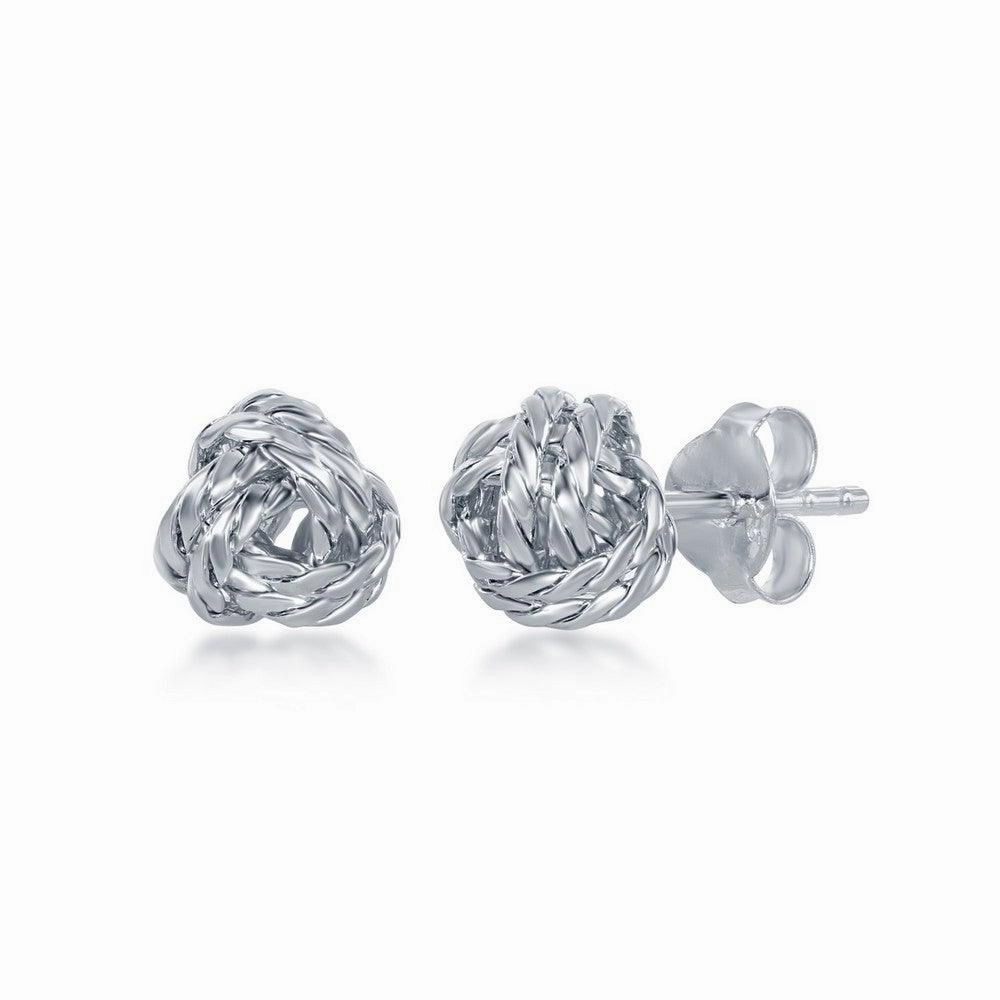 Sterling Silver Diamond-Cut Love Knot Stud Earrings