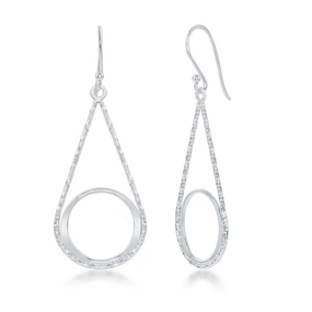Sterling Silver Diamond Cut Pear Shaped Earrings