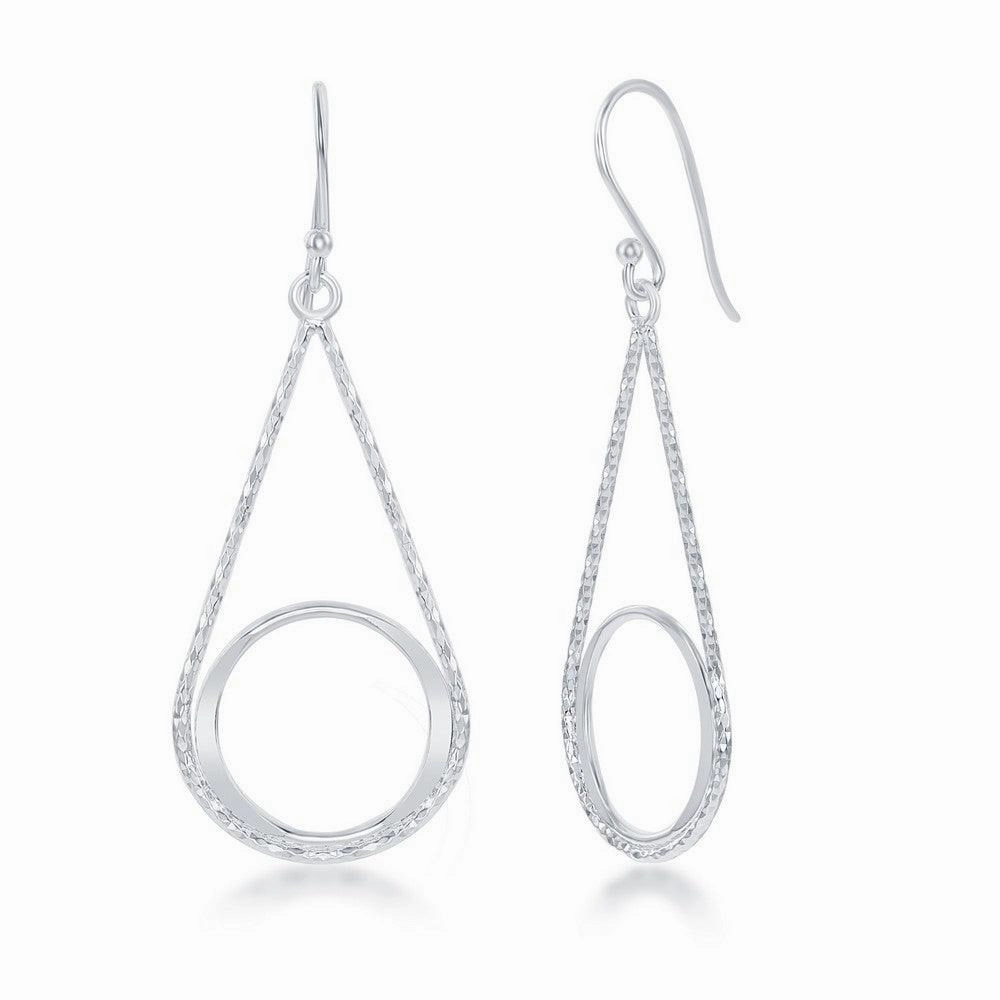 Sterling Silver Diamond Cut Pear Shaped Earrings