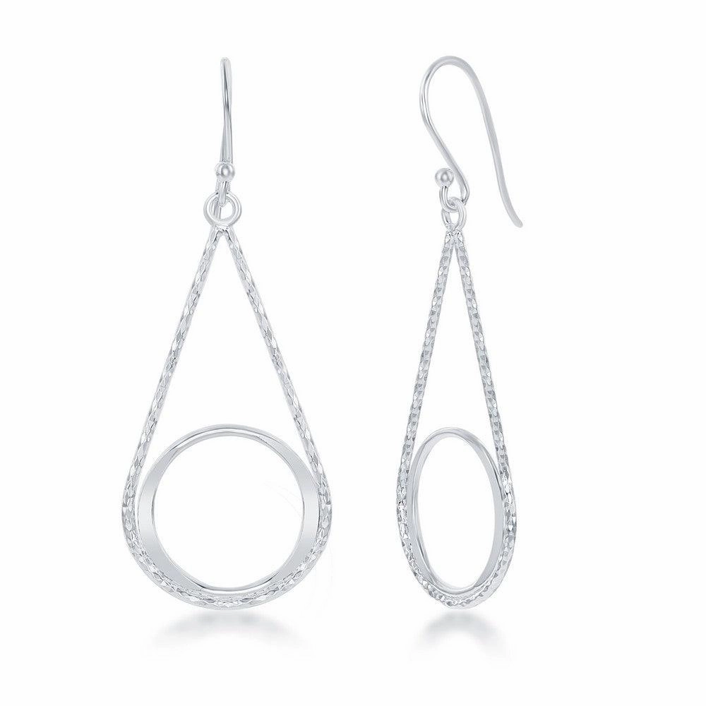 Sterling Silver Diamond Cut Pear Shaped Earrings