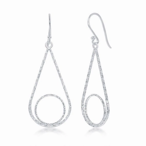 Sterling Silver Diamond Cut Pears Shaped Earrings