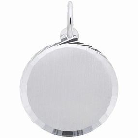 Sterling Silver Disc with Diamond Cut Edge Charm
