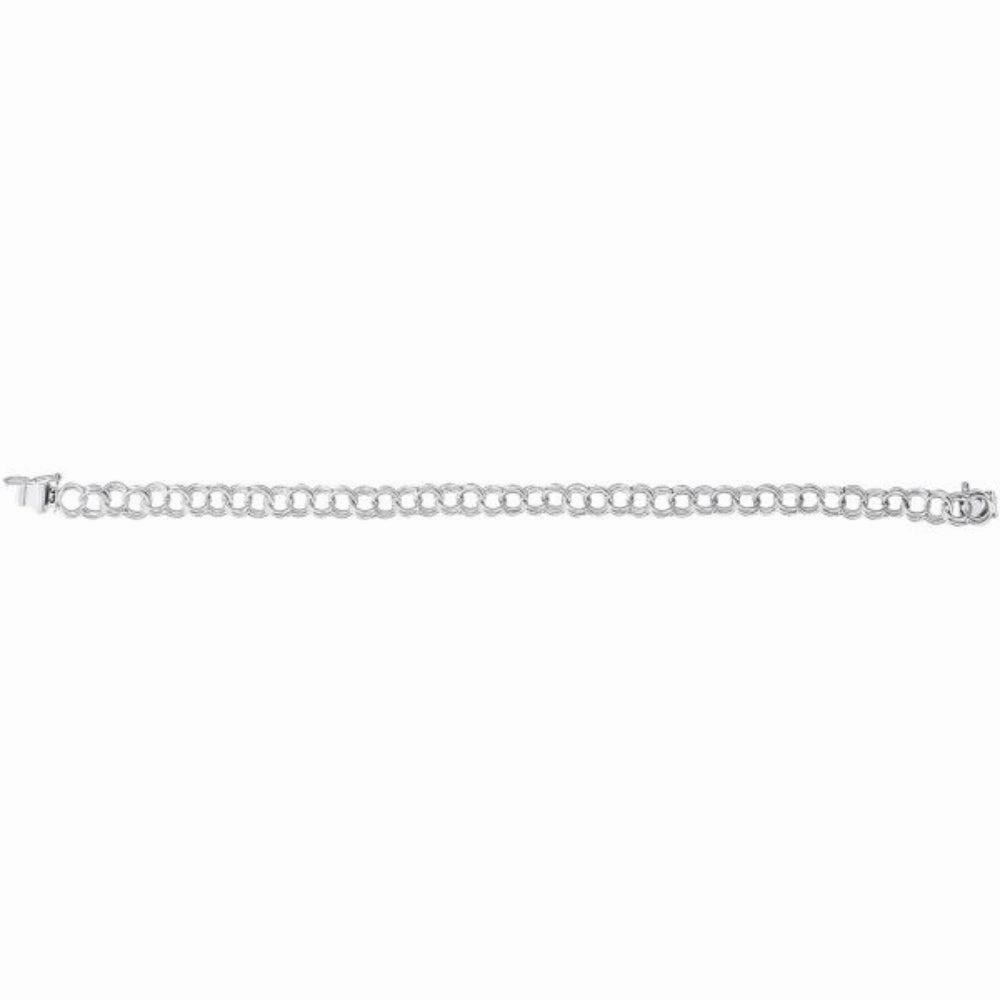 Sterling Silver Double Link Curb Classic Charm Bracelet