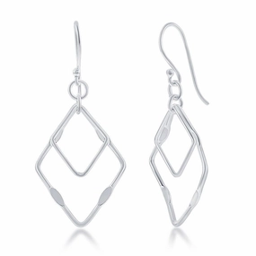Sterling Silver Double Open Square Earrings