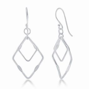 Sterling Silver Double Open Square Earrings